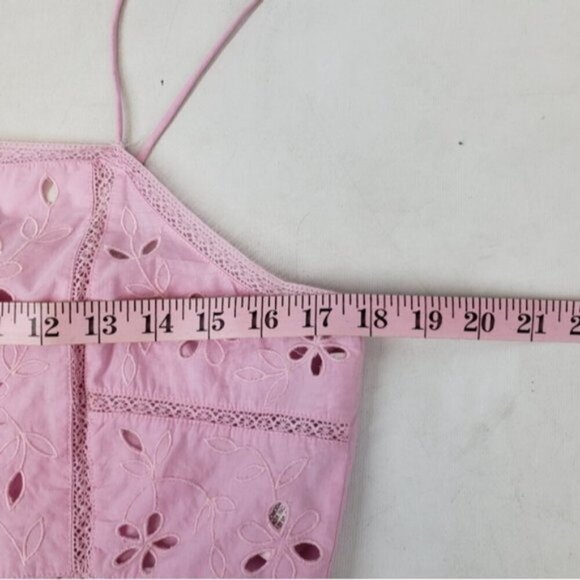 New Zara Pink Eyelet Cropped Tank Top Size Large Barbie Romantic Summer - Picture 10 of 12